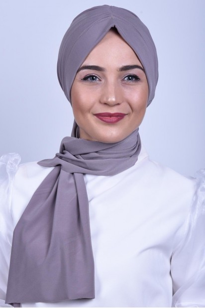 Woman Bonnet & Turban - Shirred Tie Bone Mink 100285565 - Turkey