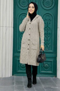 Cardigan - Mink Hijab Knitwear Cardigan 100345039 - Turkey