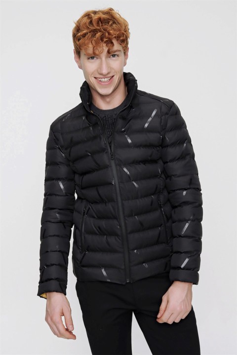Coat - Men's Black Dynamic Fit Casual Fit Montreal Quilted Coat 100350634 - Turkey