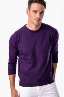 Knitwear - Men's Purple Dynamic Fit Basic Crew Neck Knitwear Sweater 100345166 - Turkey