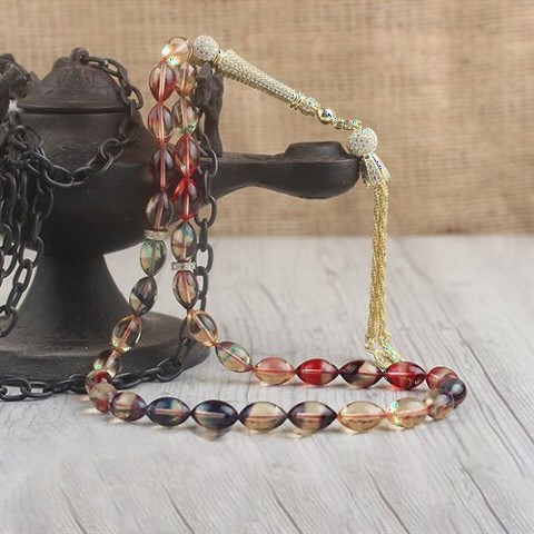 Men Shoes-Bags & Other - Spinning Amber Rosary with Colorful Silver Tassels 100349527 - Turkey