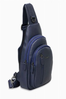 Sport bag - Guard Marineblaue Umhängetasche aus echtem Leder 100346275 - Turkey