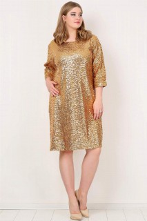 Short evening dress - Plus Size Sequined Mini Evening Dress 100276235 - Turkey