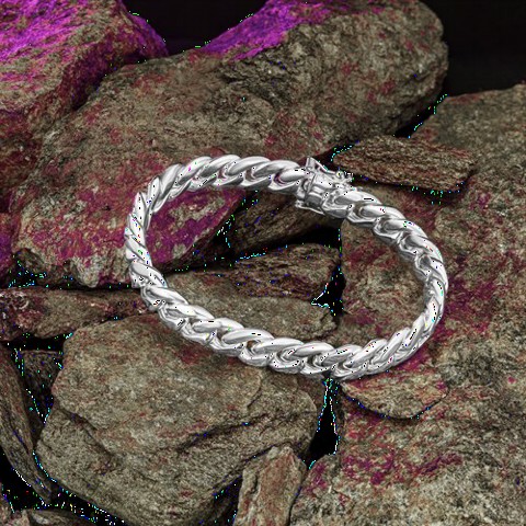 Bracelet - Gourmet Chain Silver Bracelet 100349898 - Turkey