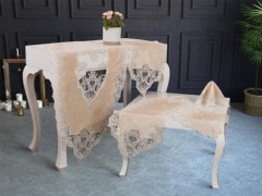 Living room Table Set - Hyacinth Velvet Living Room Set 5 Pieces 100280418 - Turkey