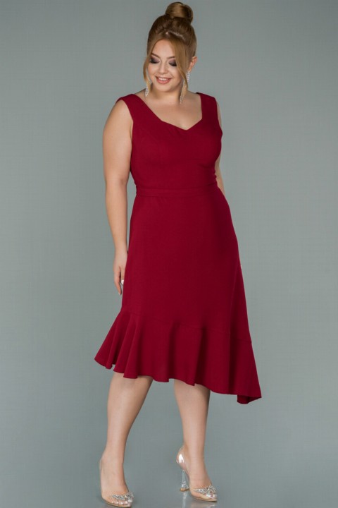 Plus Size - Evening Dress Sleeveless Skirt Frilly Crepe Plus Size Invitation Dress 100297176 - Turkey