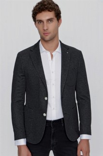 Jacket - Men's Black Roza Knitted Slim Fit Slim Fit Bag Pocket Jacket 100350923 - Turkey