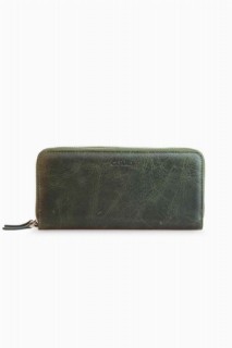 Handbags - Guard Double Zippered Crazy Green Leather Clutch Bag 100346126 - Turkey