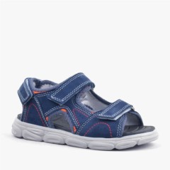 Sandals & Slippers - Genuine Leather Navy Blue Kids Sandals 100352453 - Turkey