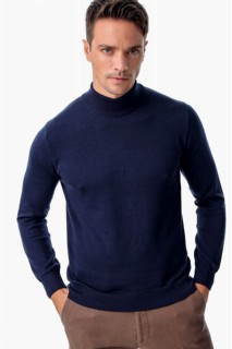 Mix - Men's Navy Blue Dynamic Fit Basic Half Fisherman Knitwear Sweater 100345072 - Turkey