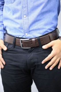 Belt - Guard Brown Croco Print Leather Belt 4.5 Cm 100345714 - Turkey