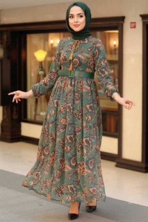 Clothes - Green Hijab Dress 100344968 - Turkey