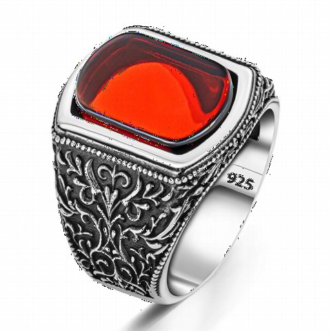 Agate Stone Rings - Agate Stone Motif Silver Ring 100350294 - Turkey