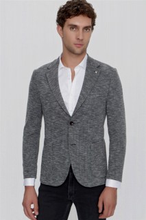 Jacket - Men's Black Step Slim Fit Slim Fit Bag Pocket Knitted Jacket 100350920 - Turkey