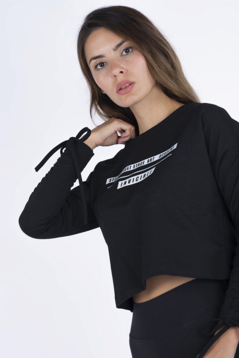 Sweatshirt - Women's Front Printed Sweatshirt 100326377 - Turkey