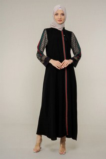 Abaya - Women's Arm Patterned Abaya 100326036 - Turkey