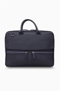 Briefcase & Laptop Bag - Guard Navy Blue Mega Size Genuine Leather Briefcase with Laptop Entry 100346252 - Turkey