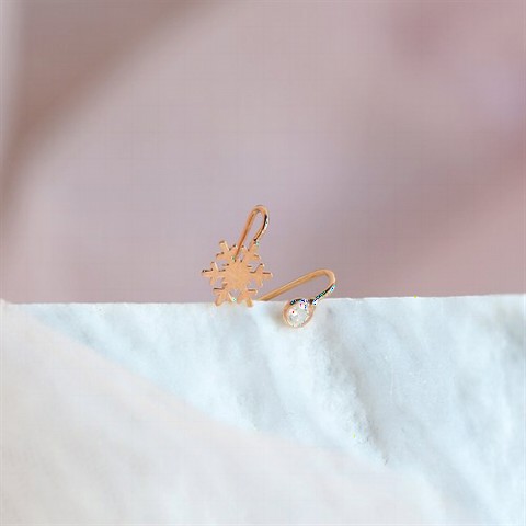 Earrings - Single Snowflake Silver Women's Cartilage Earrings 100347399 - Turkey