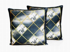 Cushion Cover - Housse de coussin en velours marbré 2 pièces noir 100330678 - Turkey