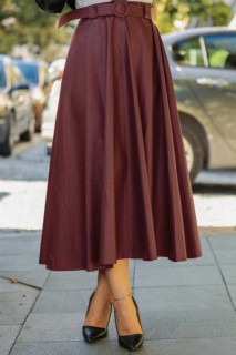 Skirt - Claret Red Hijab Skirt 100334820 - Turkey