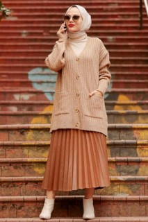 Cardigan - Biscuit Hijab Knitwear Cardigan 100338335 - Turkey