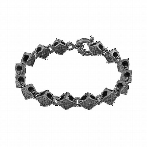 Bracelet - Baklava Model Motif Silver Chain Bracelet 100349889 - Turkey
