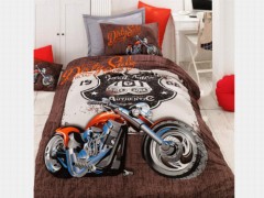 Boy Bed Covers - Motorcyl 100% Cotton Single Duvet Cover Set 100257747 - Turkey