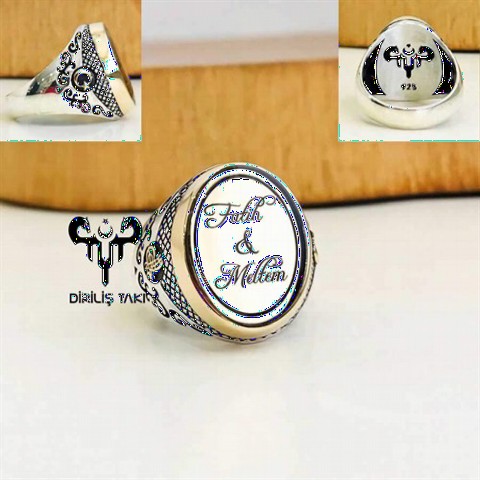 Ring with Name - Personalized Side Tugra Silver Ring 100348225 - Turkey