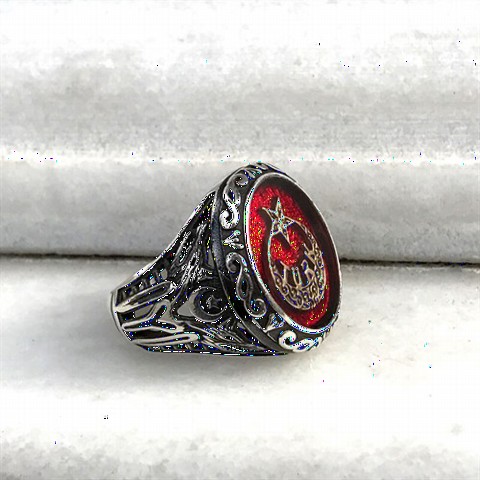 Moon Star Rings - Turkish Model Sterling Silver Men's Ring With Moon Star Symbol 100349184 - Turkey