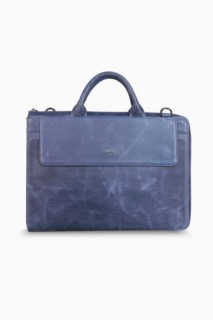 Briefcase & Laptop Bag - Guard İnce Antik Lacivert Hakiki Deri Evrak Çantası 100346294 - Turkey