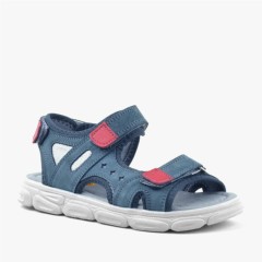Sandals & Slippers - Flint Genuine Leather Gray Kids Sandals 100352424 - Turkey