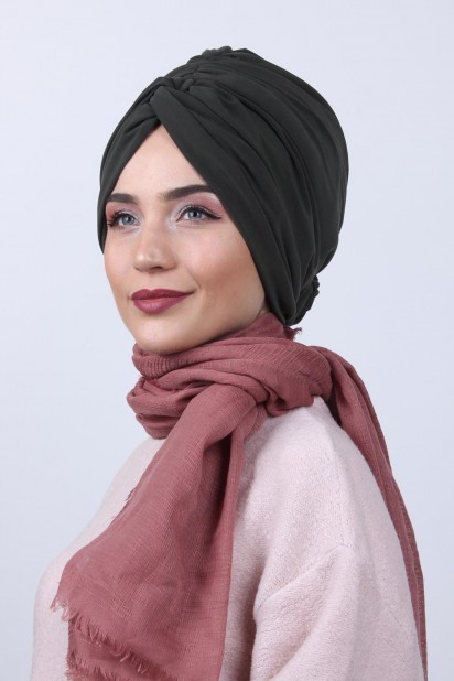 Woman Bonnet & Turban - Bidirectional Rose Knot Bone Khaki Green 100284866 - Turkey