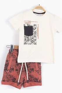 Suits - Baby Boy Palm Orange Shorts Set 100327883 - Turkey