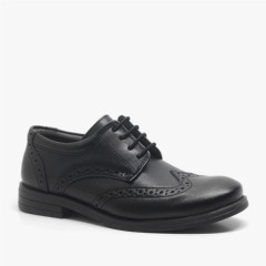 Classical - Titan Matte Black Lace Up Boy's School Shoes 100278733 - Turkey