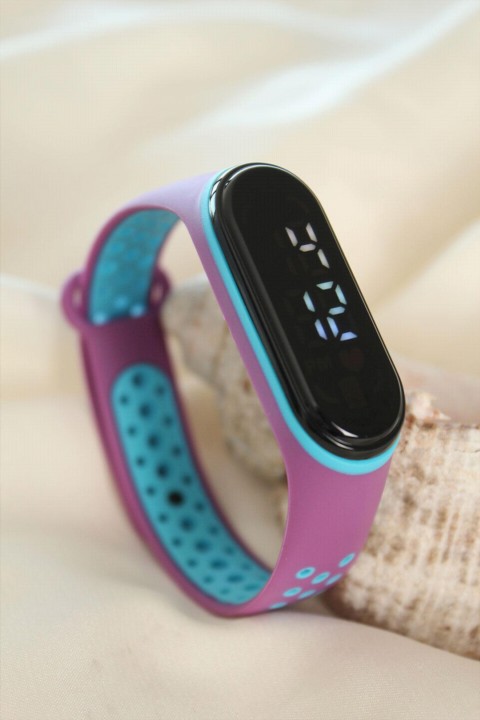Woman Watch - Blue Purple Color Silicone Band Adjustable Digital Led Display Clock 100320072 - Turkey