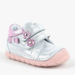Shoes - Chaussures bébé fille en cuir véritable argent brillant First Step 100316950 - Turkey