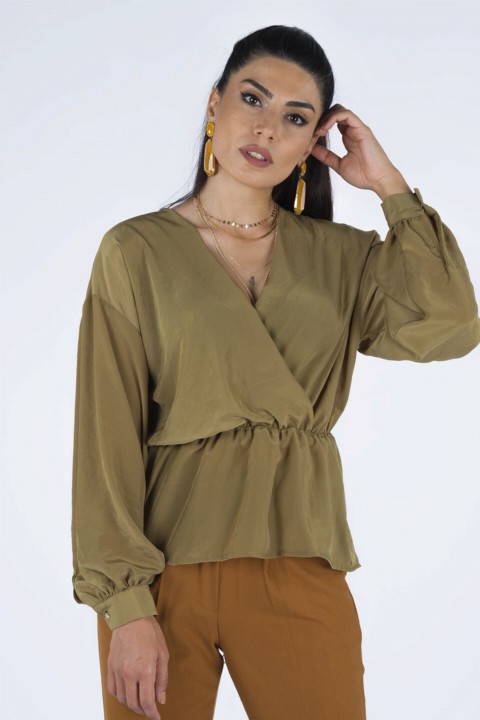 Blouse - Women's Double Breasted Low Sleeve Blouse 100342744 - Turkey