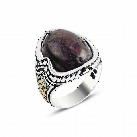 Agate Stone Rings - Natural Agate Stone Silver Men's Ring 100349241 - Turkey