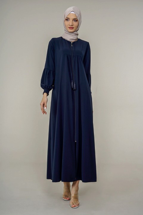 Abaya - Women's Wide Cut Zippered Abaya 100326010 - Turkey