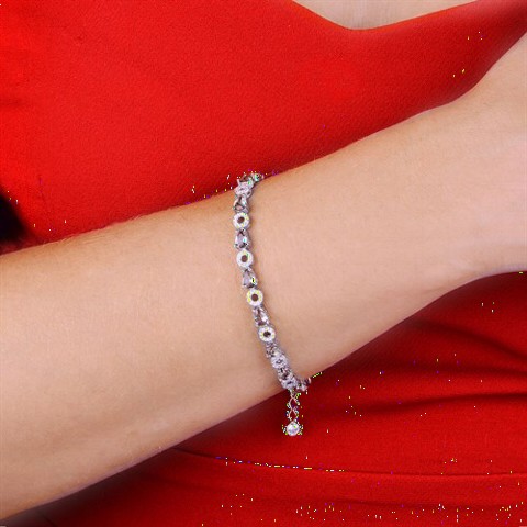 Bracelet - Zultanite Stone Drop Motif Women's Sterling Silver Bracelet 100349634 - Turkey
