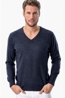 Mix - Men's Navy Blue Dynamic Fit Basic V Neck Knitwear Sweater 100345081 - Turkey