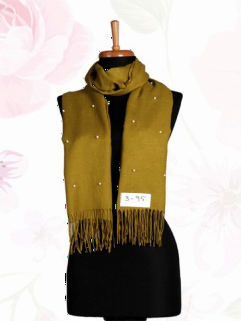 Pashmina with Pearl - Chartreuse / Code: 3-95 - Turkey