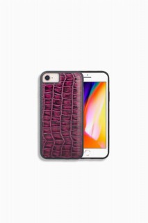 iPhone Case - Lila Croco Model Leder Handyhülle für iPhone 6 / 6s / 7 100345975 - Turkey
