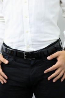 Belt - Guard Patent Leather Black Classic Leather Men's Belt - 3,5 Cm 100345960 - Turkey