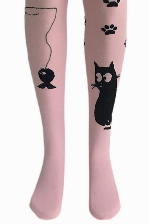 Socks - Girl Kitty Printed Pink Tights 100328139 - Turkey