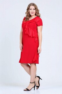 Long evening dress - Plus Size Chiffon Short Evening Dress 100276118 - Turkey