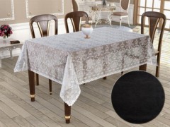 Round Table Cover - Knitted Panel Pattern Round Table Cloth Spring Black 100259263 - Turkey