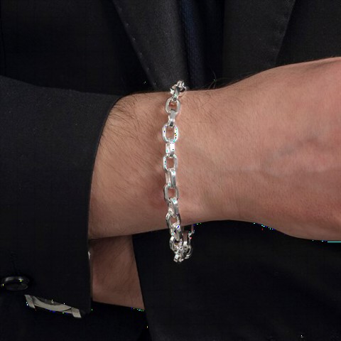 Bracelet - Cube Ring Silver Chain Bracelet 100350114 - Turkey