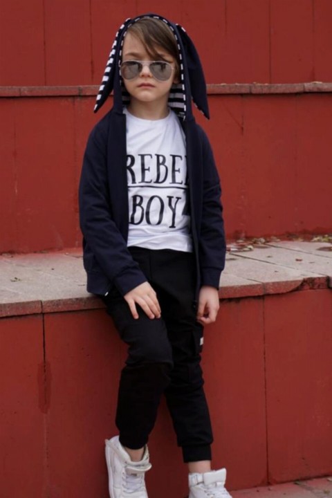 Boy's Rebel Boy Rabbit Eared Navy Blue Tracksuit 100327065