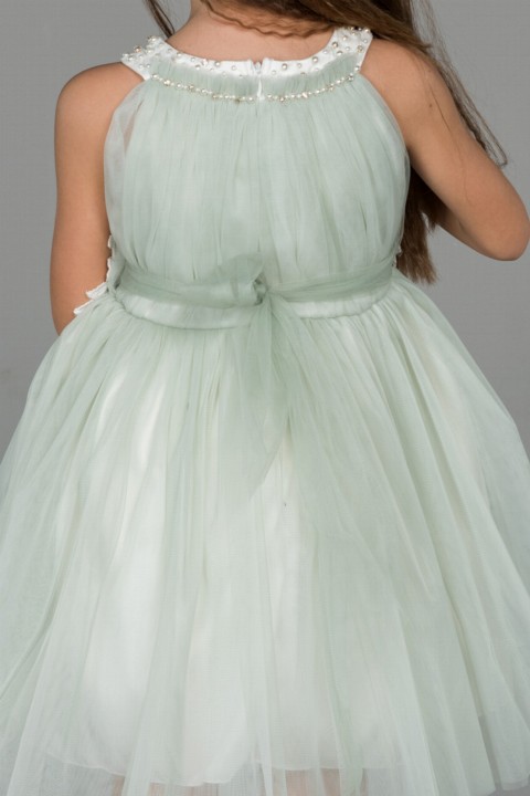 Evening Dress Short Floral Child Evening Dress With Belt and Bag 100297683